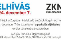 Felhívás a december 7-ei díjköteles parkolásról