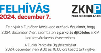 Felhívás a december 7-ei díjköteles parkolásról